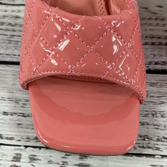 Shoe Land Heels Pumps Mules Shoes size 8.5 Quilted Pink Patent Wedding Church - Picture 3 of 16